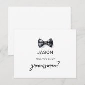 水彩蝶ネクタイ あなたは私のブライズメンになってくれますか 招待状 (正面/裏面)