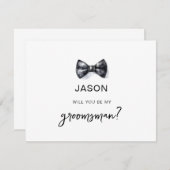 水彩蝶ネクタイ あなたは私の伴郎になってくれますか 招待状 (正面/裏面)