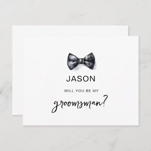 水彩蝶ネクタイ あなたは私の伴郎になってくれますか 招待状 (正面/裏面)