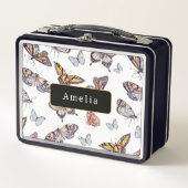 水彩蝶パーソナライズされた類 メタルランチボックス (正面)