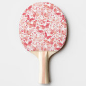 水彩蝶ピンク模様 卓球ラケット (裏面)