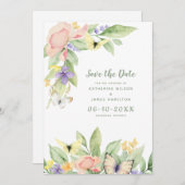 水彩蝶フローラエレガントセージ緑 セーブザデート (正面/裏面)