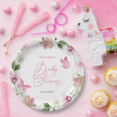 水彩蝶フローラ赤ちゃんシャワー ペーパープレート (パーティー)