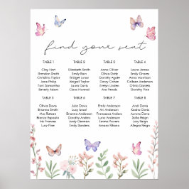 水彩蝶ブライダルシャワー座席表 ポスター