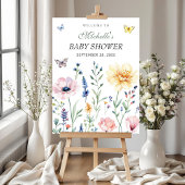 水彩蝶ベビーシャワーウェルカムサイン ポスター
