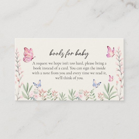 水彩蝶ベビーシャワーベビー エンクロージャーカード (正面)