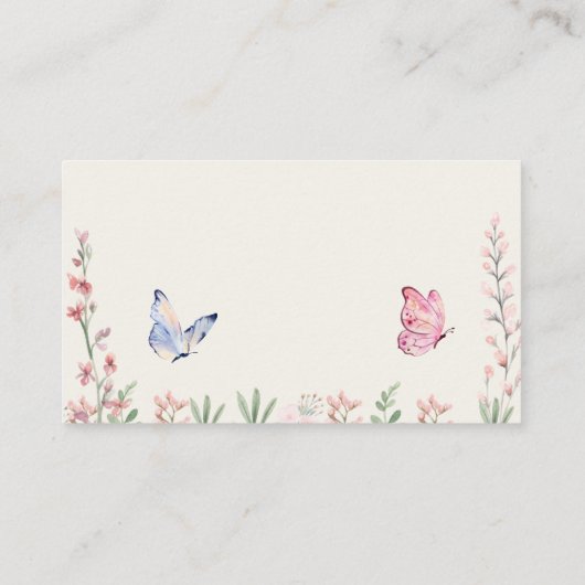 水彩蝶ベビーシャワー表示シャワー エンクロージャーカード (裏面)