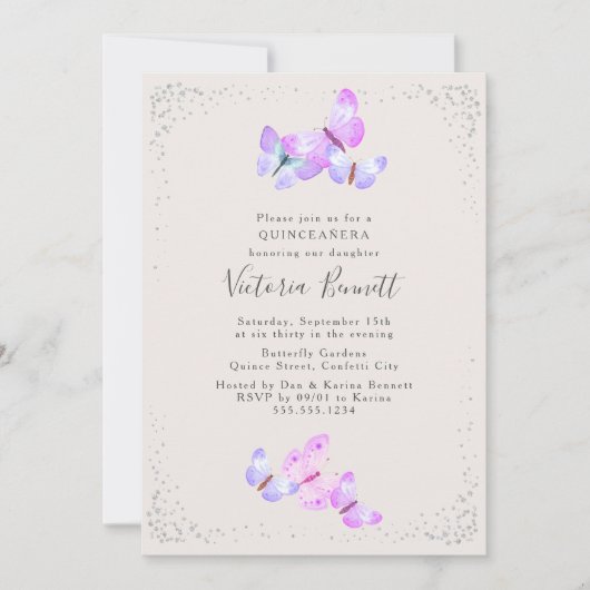 水彩蝶ポートレート写真キンセアニェラ 招待状 (正面)