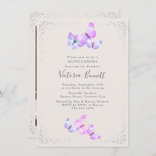 水彩蝶ポートレート写真キンセアニェラ 招待状 (正面/裏面)