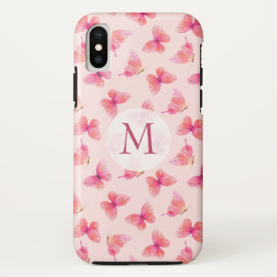 水彩蝶モノグラム赤面 iPhone XSケース
