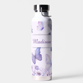 水彩蝶ワイルドフラワーガーデン薄紫 ウォーターボトル