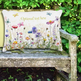 水彩蝶ワイルドフラワー《写真》ぼけ味文字 アクセントクッション