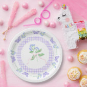 水彩蝶紙プレート&パープルギンガム ペーパープレート (パーティー)