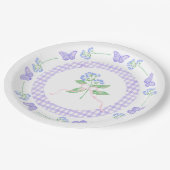 水彩蝶紙プレート&パープルギンガム ペーパープレート (アングル)