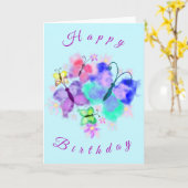 水彩蝶誕生日カード カード (黄色い花)