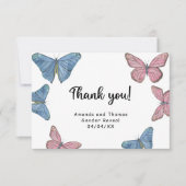 水彩蝶 – あなた感謝していは性別を明らかにする サンキューカード (正面)