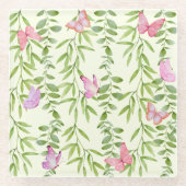 水彩蝶&しだれ柳コースター ガラスコースター (正面)