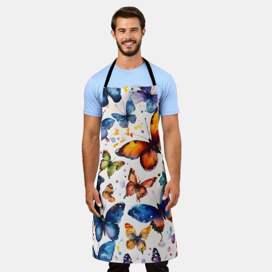水彩蝶 エプロン (着用した状態)