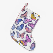 水彩蝶:パステルヴィンテージパターン。 スモールクリスマスストッキング (正面 (吊り時))