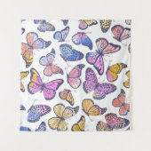 水彩蝶：パステルヴィンテージパターン。 タペストリー (正面(横))