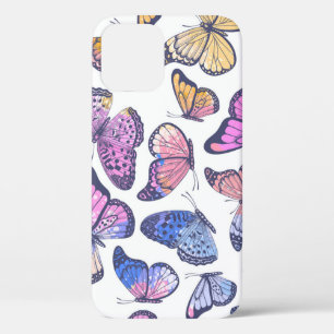 水彩蝶:パステルヴィンテージパターン。 iPhone 12ケース