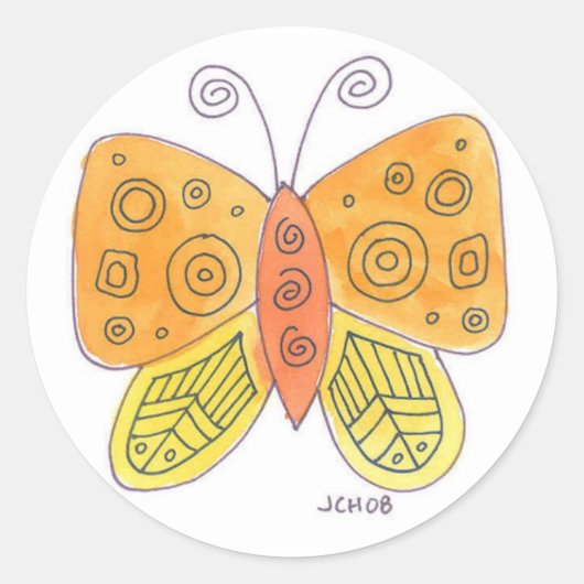 水彩蝶 ラウンドシール (正面)