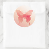 水彩蝶 – 珊瑚と桃 ラウンドシール (バッグ)