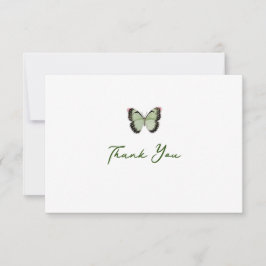 水彩蝶（緑）ノートカード サンキューカード