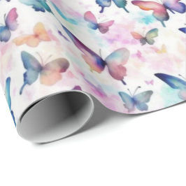 水彩蝶:羽ばたき美しい ラッピングペーパー