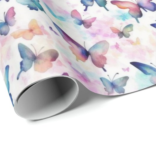 水彩蝶：羽ばたき美しい ラッピングペーパー (ロールコーナー)