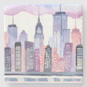 水彩街並みスカイライン ストーンコースター (正面)