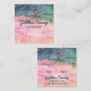 水彩衣料ジュエリー価格サイズつるラベル スクエア名刺