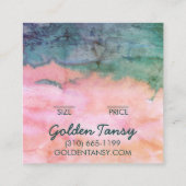 水彩衣料ジュエリー価格サイズつるラベル スクエア名刺 (裏面)