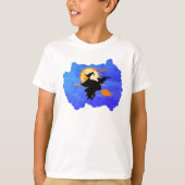 水彩衣装アイディア不気味飛んでいる魔女 Tシャツ (正面)