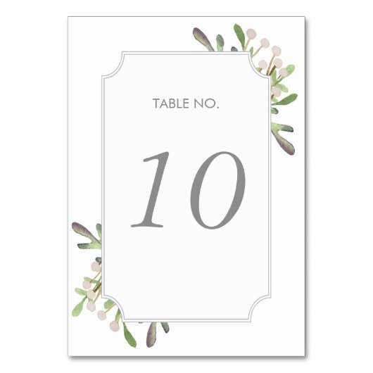 水彩表エレガント番カード テーブルナンバー (正面)