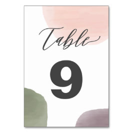 水彩表モダン番カ結婚ード テーブルナンバー