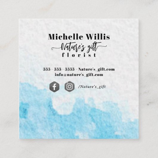 水彩表現者ピンクチューリップフローリスト スクエア名刺 (裏面)