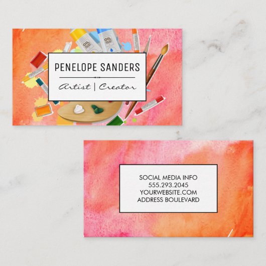 水彩表現 | 絵を描ブシ芸術的 名刺 (正面/裏面)