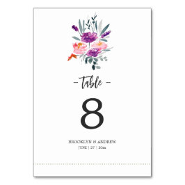 水彩表結婚の番号(花あり) テーブルナンバー