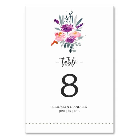 水彩表結婚の番号(花あり) テーブルナンバー (裏面)