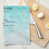 水彩表面ピンク独身のサイドロゴ キッチンタオル (四つ折り)