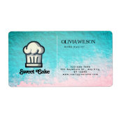 水彩表面ピンク独身のサイドロゴ ラベル (正面)