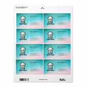 水彩表面ピンク独身のサイドロゴ ラベル (フルシート)