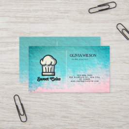 水彩表面ピンク独身のサイドロゴ 名刺