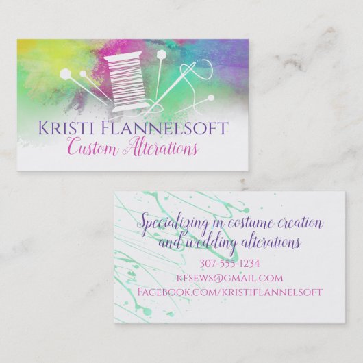 水彩裁縫の概念Seamstress名刺 名刺 (正面/裏面)