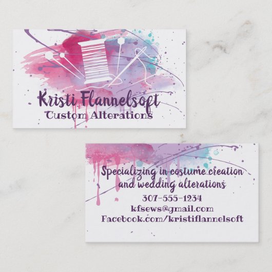 水彩裁縫の海員の名刺 名刺 (正面/裏面)