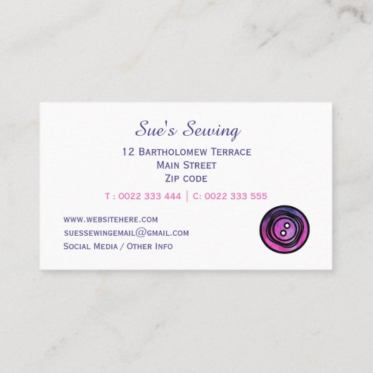 水彩裁縫ボタン 名刺 (裏面)