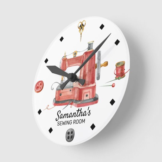 水彩裁縫機械の変更パーソナライズされた ラウンド壁時計 (傾斜)