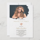 水彩裂け紙写真ブライダル茶パーティー 招待状 (正面)