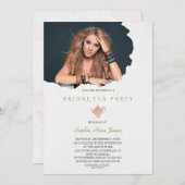 水彩裂け紙写真ブライダル茶パーティー 招待状 (正面/裏面)